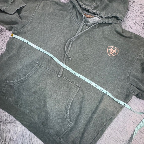 Ariat Hoodie Unisex Large Logo Sleeve Graphic Sweatshirt Hunter Green Western - Picture 6 of 12